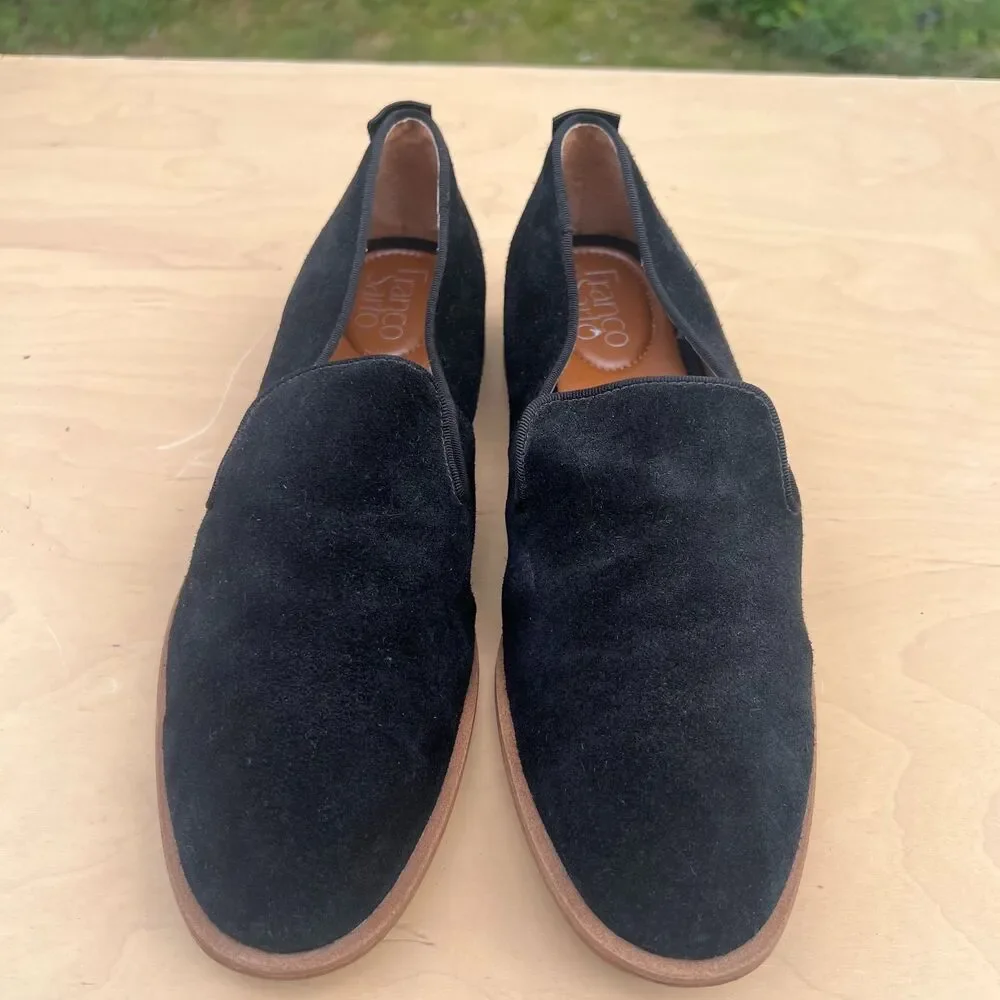 Franco Sarto Women's JEELA Black Slipper Leather Low Heel Slip On Shoes Used 9